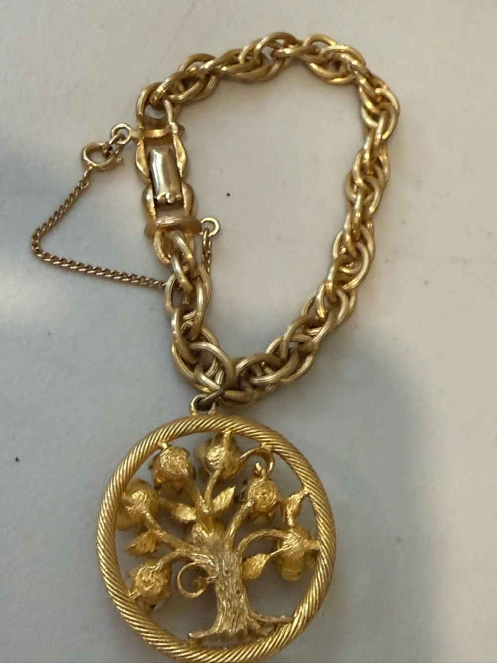 Vintage Tree of Life Charm Bracelet‎ By Lisner Gold Tone